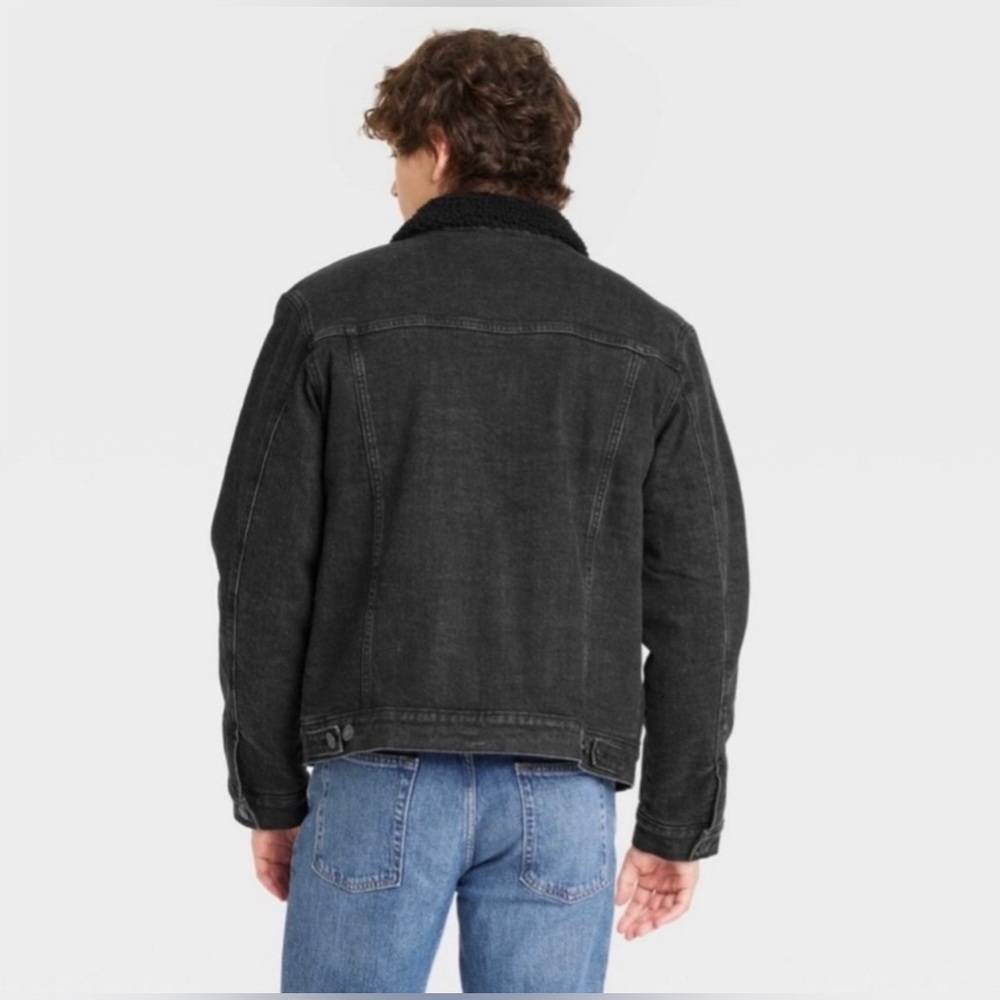 New Goodfellow & Co. Mens Sherpa Denim Trucker Jacket Coat Warm Heavy Szie M - Picture 2 of 7